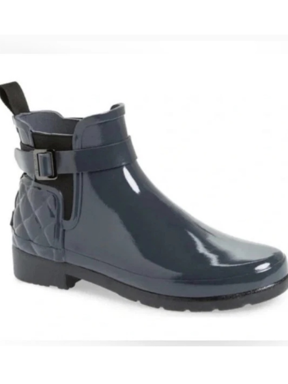 Hunter Women's Refined Gloss Quilted Rubber Chelsea Rain Boots - Gray US 9 NWOT